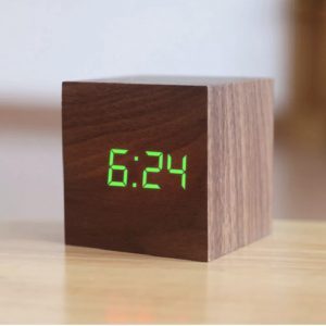 Natural wood with green light